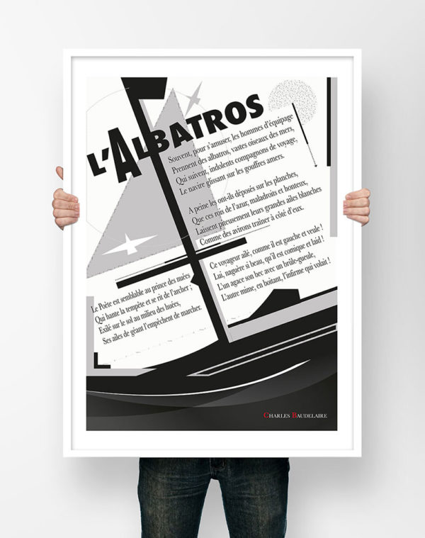Affiche Poème Poster Littéraire - Charles Baudelaire L'Albatros Illustration Poésie