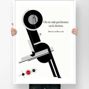 Affiche Citation Poster Littéraire - Simone de Beauvoir Femme Illustration