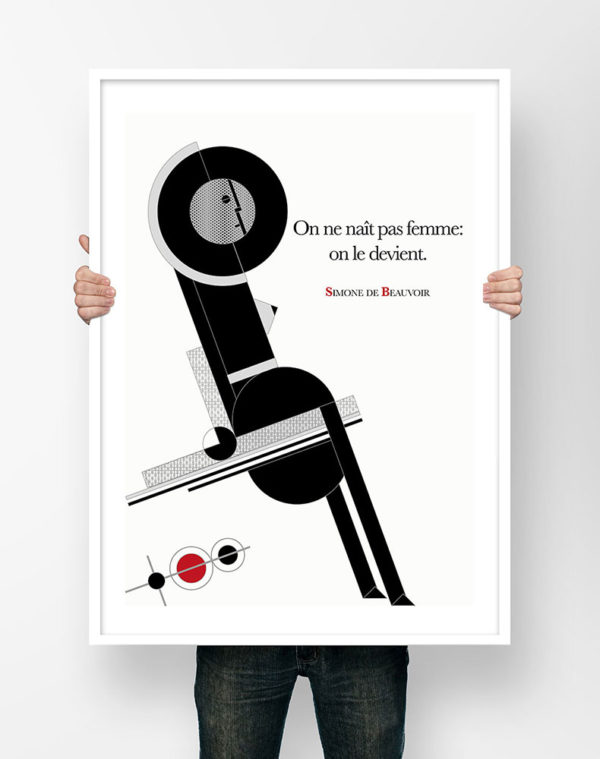 Affiche Citation Poster Littéraire - Simone de Beauvoir Femme Illustration