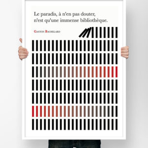 Affiche Citation Poster Littéraire - Gaston Bachelard Bibliothèque Illustration