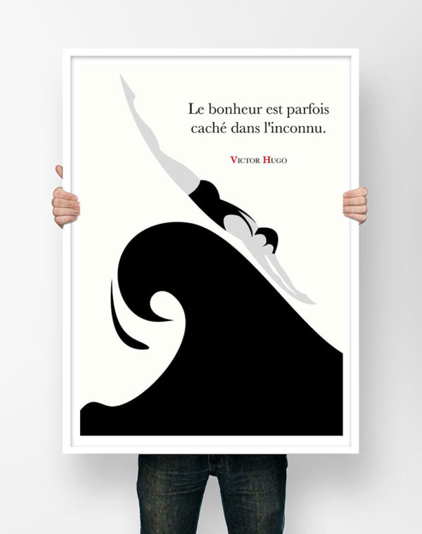 Affiche Citation Poster Littéraire - Victor Hugo le Bonheur Illustration