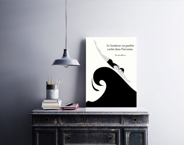 Affiche Citation Poster Littéraire - Victor Hugo le Bonheur Illustration