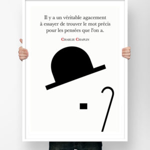 Affiche Citation Poster Littéraire - Charlie chaplin Illustration