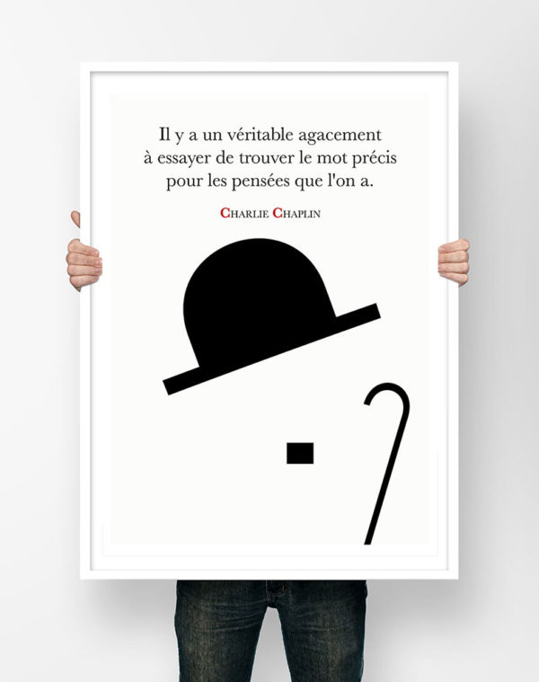 Affiche Citation Poster Littéraire - Charlie chaplin Illustration