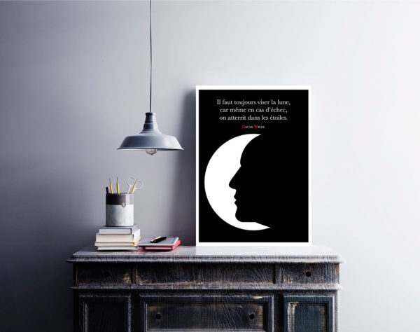 Affiche citation wilde viser la lune