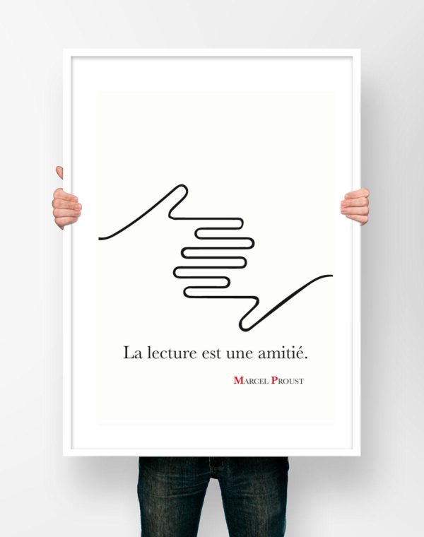 Affiche Citation Poster Littéraire - Marcel Proust la lecture est une amitié