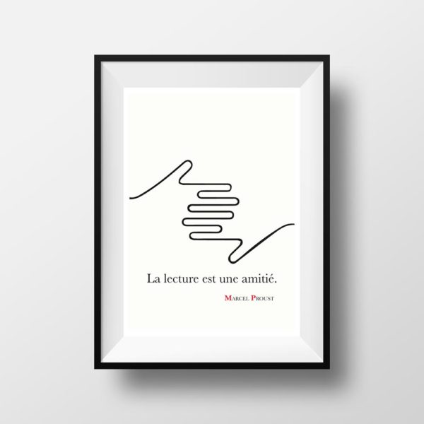 Affiche Citation Poster Littéraire - Marcel Proust la lecture est une amitié