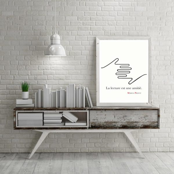 Affiche Citation Poster Littéraire - Marcel Proust la lecture est une amitié