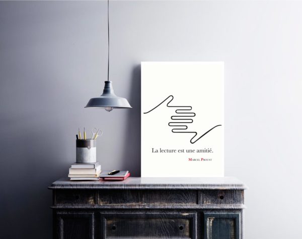 Affiche Citation Poster Littéraire - Marcel Proust la lecture est une amitié