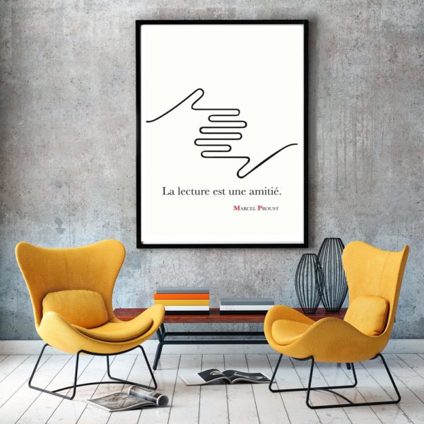 Affiche Citation Poster Littéraire - Marcel Proust la lecture est une amitié