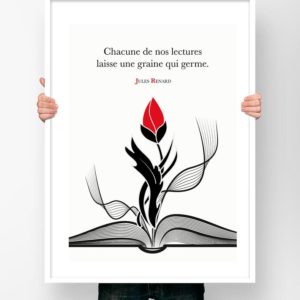 Affiche Citation Poster Littéraire - Jules Renard Lecture Illustration