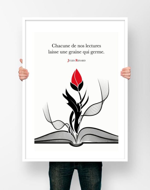 Affiche Citation Poster Littéraire - Jules Renard Lecture Illustration