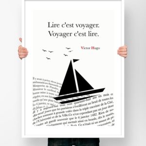 Affiche Citation Poster Littéraire - Victor Hugo Lire C'est Voyager