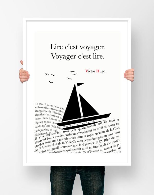 Affiche Citation Poster Littéraire - Victor Hugo Lire C'est Voyager