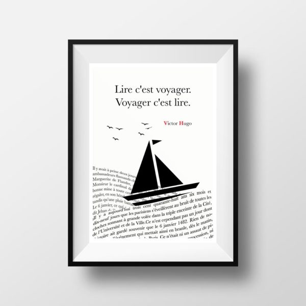 Affiche Citation Poster Littéraire - Victor Hugo Lire C'est Voyager