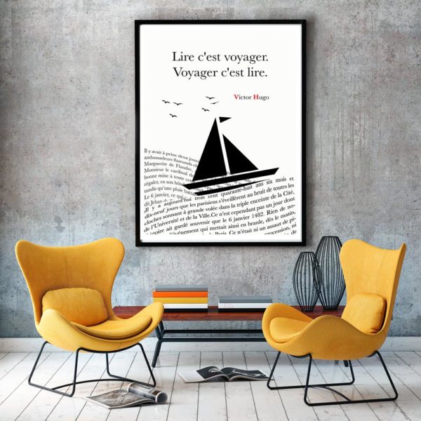 Affiche Citation Poster Littéraire - Victor Hugo Lire C'est Voyager