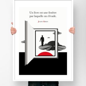 Affiche Citation Poster Littéraire - Julien Green Un Livre Est Une Fenêtre...