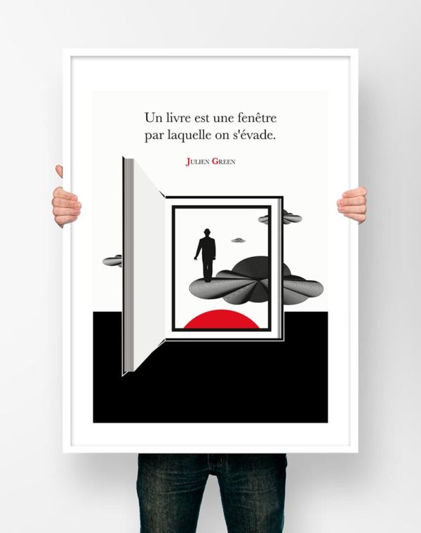 Affiche Citation Poster Littéraire - Julien Green Un Livre Est Une Fenêtre...