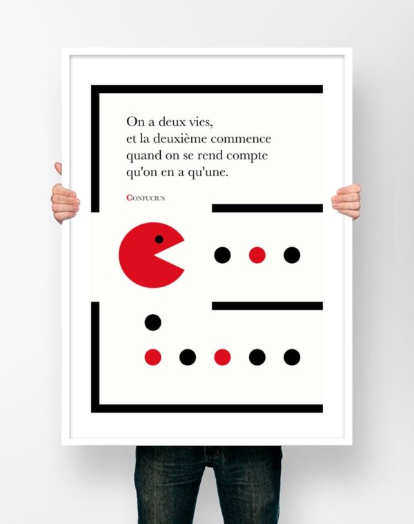 Affiche Citation Poster Littéraire - Confucius On a Deux Vies