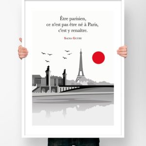 Affiche Citation Poster Littéraire - Sacha Guitry Etre Parisien...