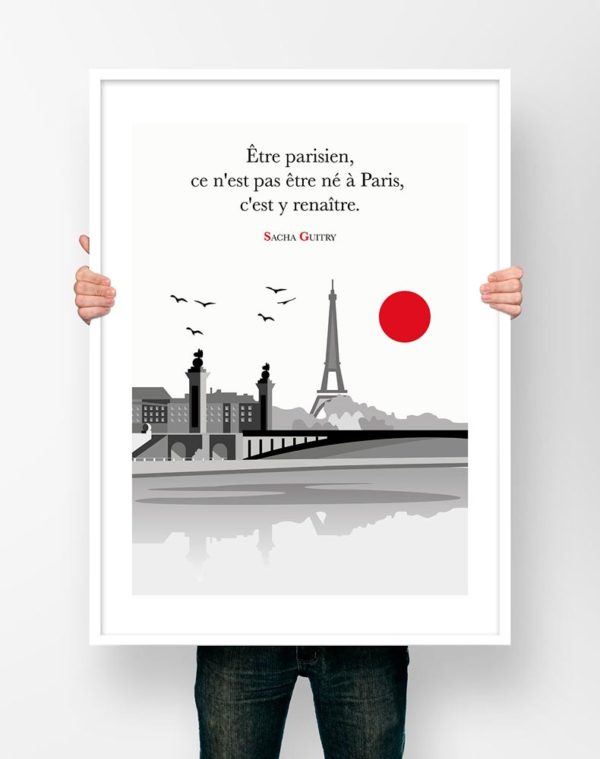 Affiche Citation Poster Littéraire - Sacha Guitry Etre Parisien...