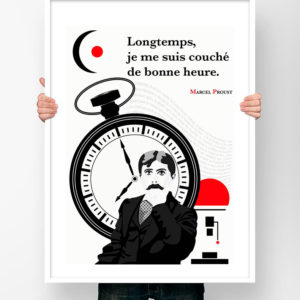 Affiche Citation Poster Littéraire - Marcel Proust Longtemps Je me suis Couché de Bonne Heure
