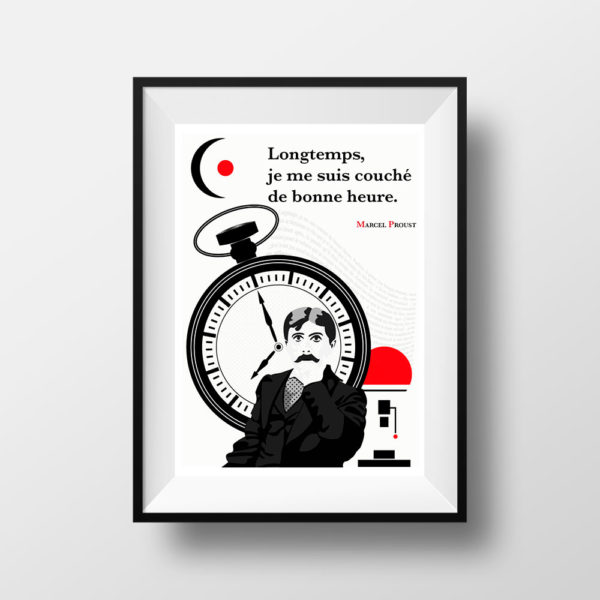 Affiche Citation Poster Littéraire - Marcel Proust Longtemps Je me suis Couché de Bonne Heure