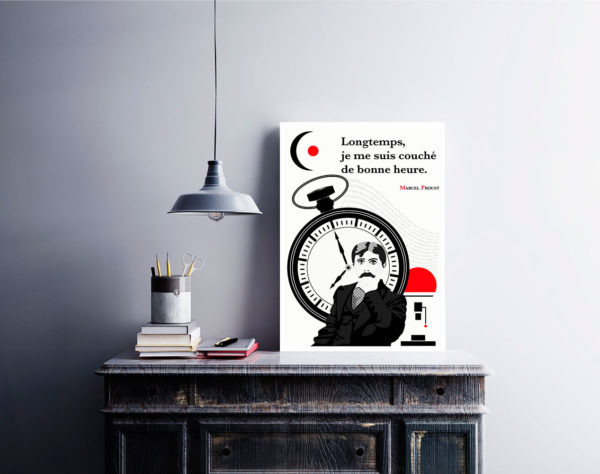 Affiche Citation Poster Littéraire - Marcel Proust Longtemps Je me suis Couché de Bonne Heure