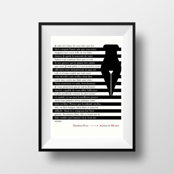 Affiche Poster Littéraire - Georges Sand Lettre à Alfred de Musset Erotique
