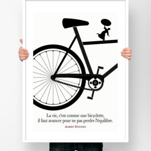 Affiche Citation Poster Littéraire - Albert Einstein la Vie c'est comme une Bicyclette