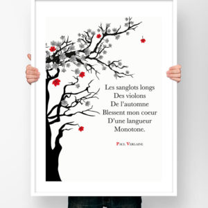 Paul Verlaine Chanson d'automne - Affiche Poster Littéraire