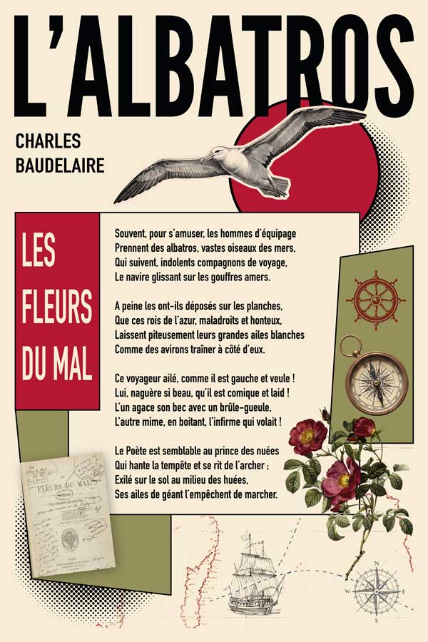 Affiche l'albatros Baudelaire, plein format
