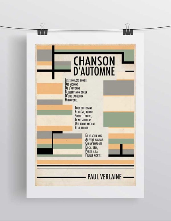 Affiche chanson d'automne verlaine