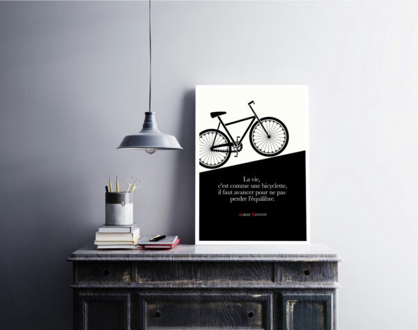 Affiche Citation Albert Einstein la Vie c'est comme une Bicyclette