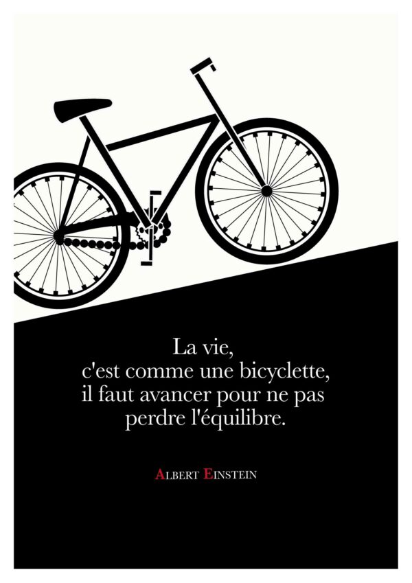Affiche Citation Albert Einstein la Vie c'est comme une Bicyclette