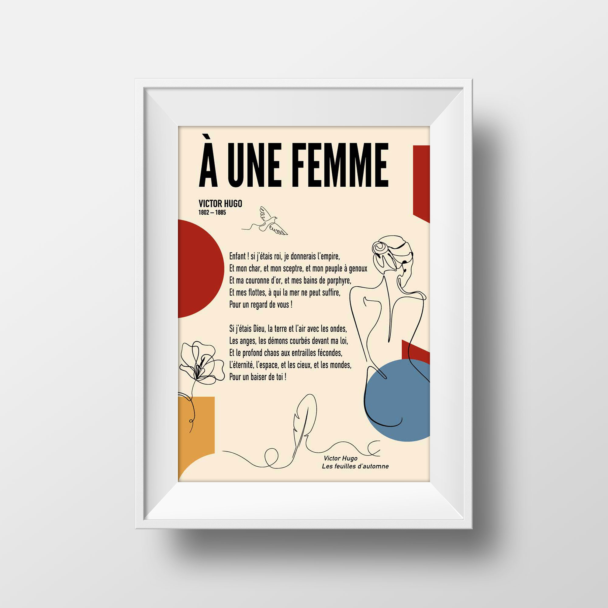 Affiche À une femme, Victor Hugo exemple d'encadrement