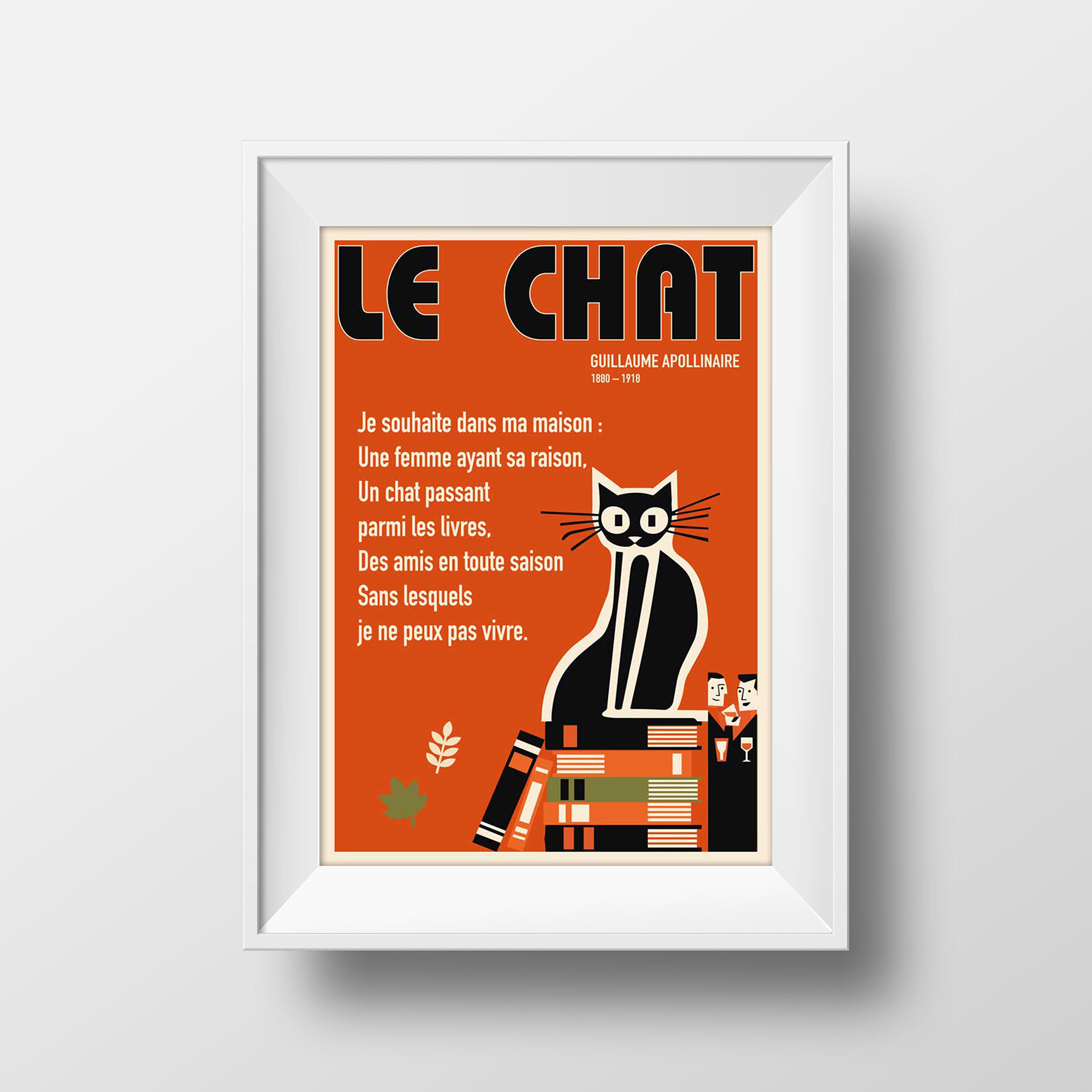 Affiche Le Chat, Apollinaire exemple encadrement