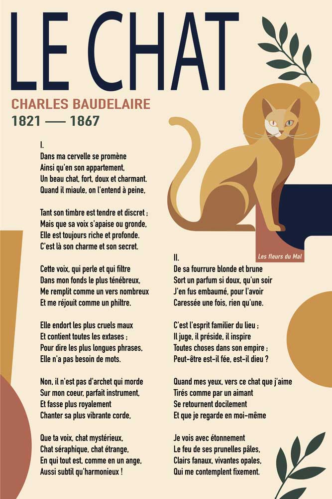 Affiche Le Chat, Baudelaire plein format
