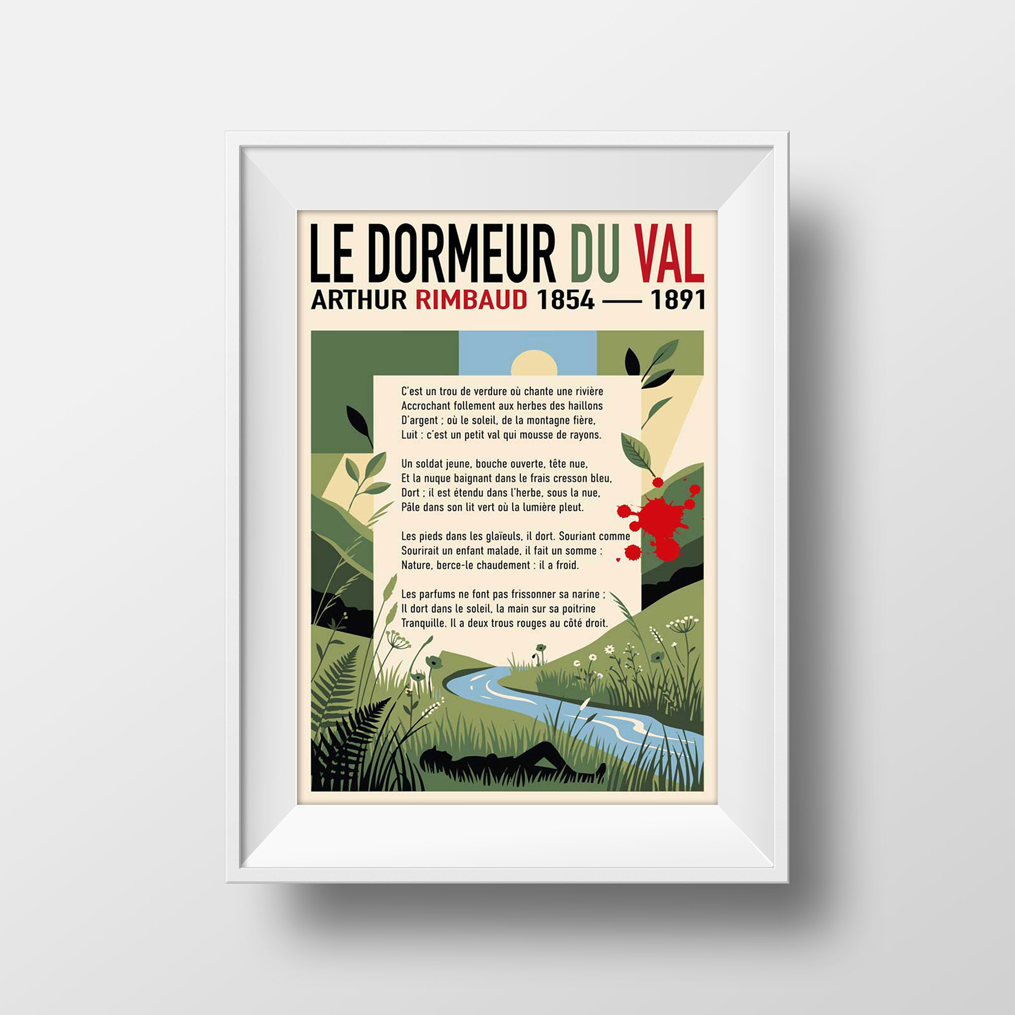 Affiche Le Dormeur du val, Rimbaud exemple encadrement