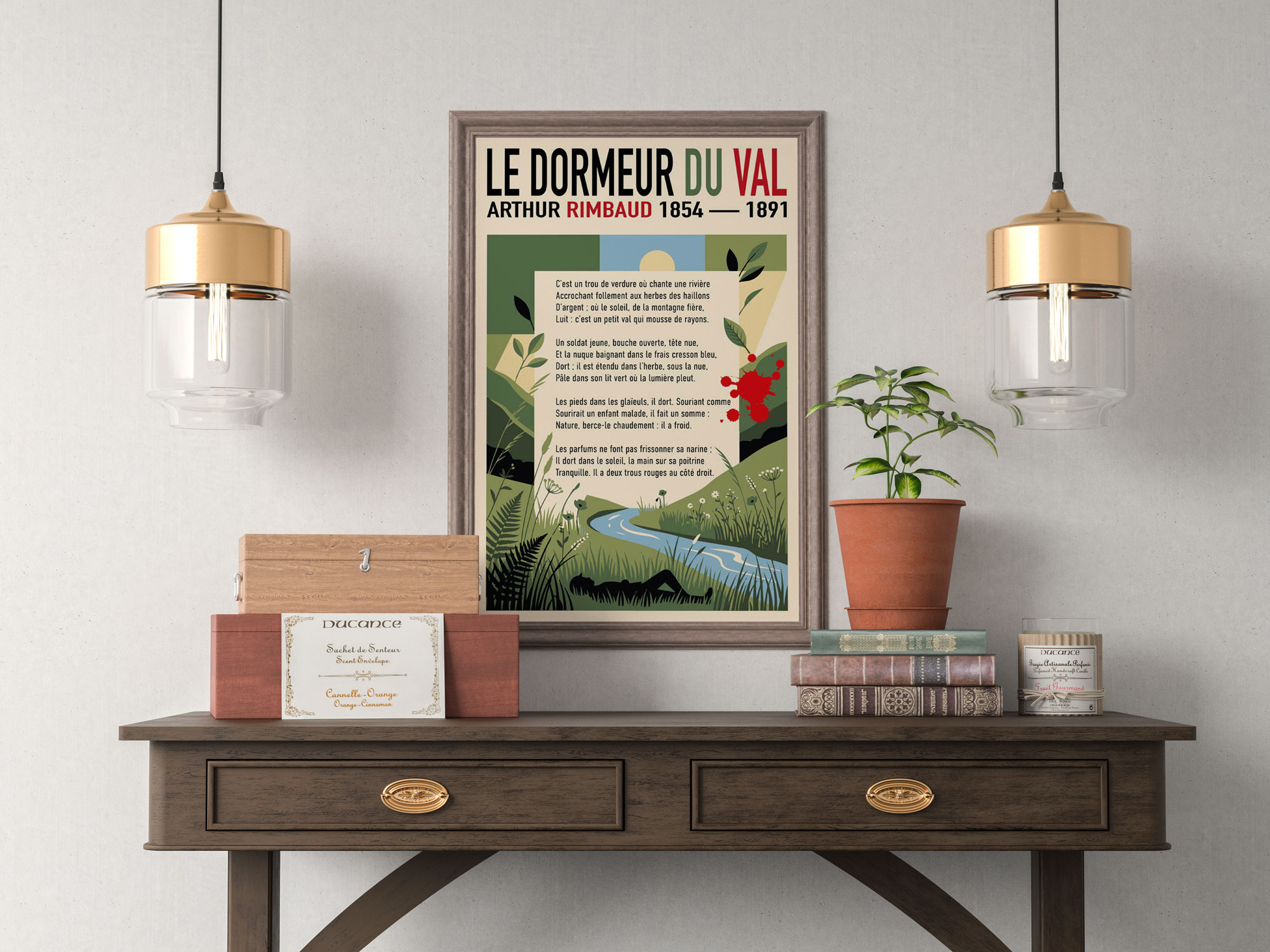 Affiche Le Dormeur du val, Rimbaud sur une étagère