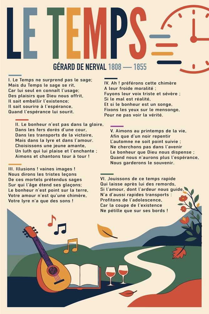 Affiche Le Temps, Gérard de Nerval plein format