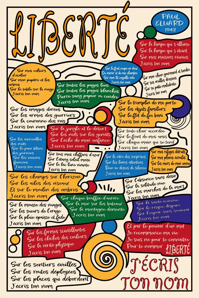 Affiche Liberté, Paul Éluard plein format